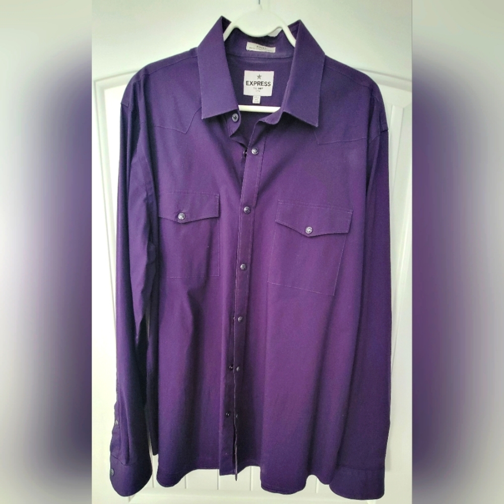 Express Purple Casual Button Down Shirt